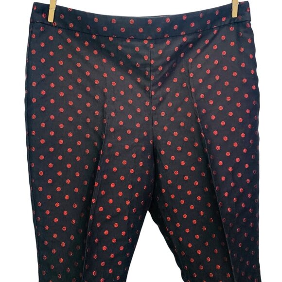 Talbots Womens Kick Crop Pants Holiday Dot Black Metallic Red Size 14 - Picture 4 of 12